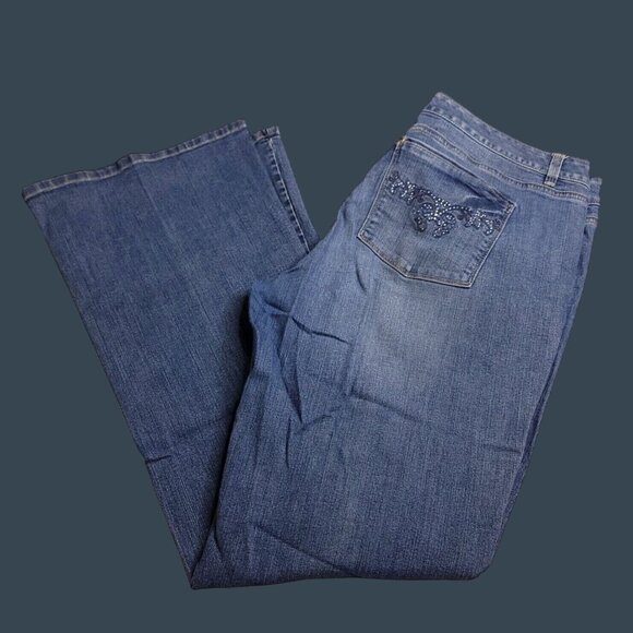 White House Black Market Womens Flare Leg Contour Jeans 14 Medium Wash Mid Rise - Picture 1 of 9